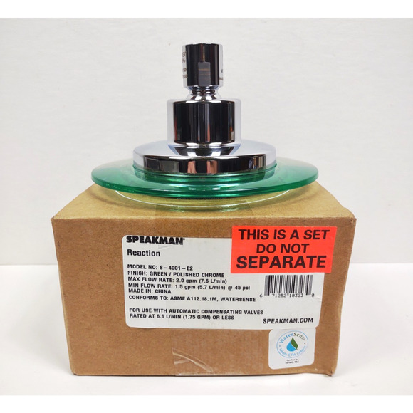 Speakman S-4001-E2 Reaction Shower Head, 2.0 GPM, Green Chrome S4001 New In Box - Picture 5 of 8